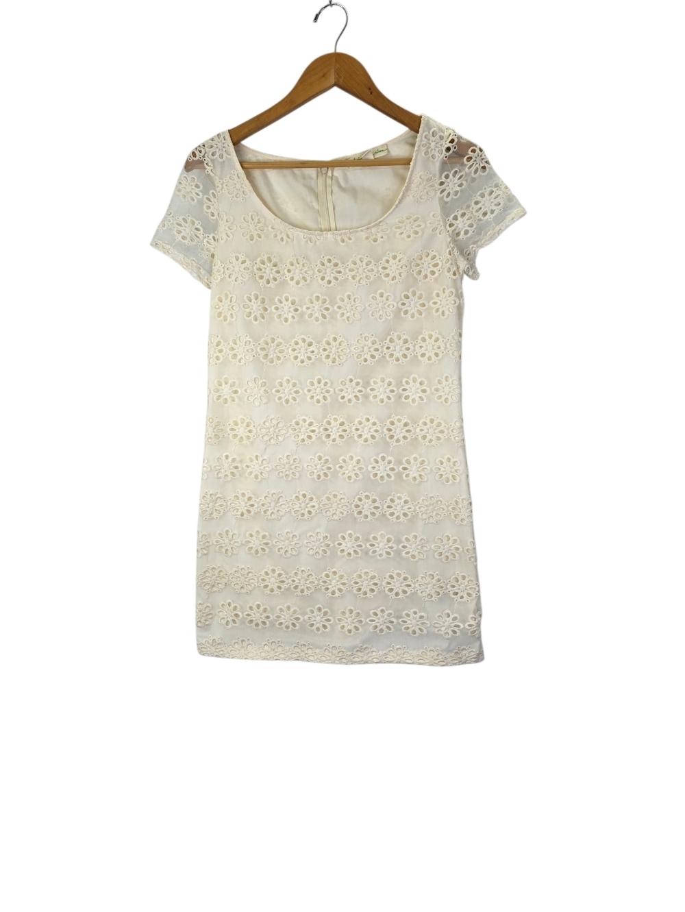 Staring At Stars Urban Outfitters‎ Cream Floral Eyelet Shift Dress Lined Size Sm
